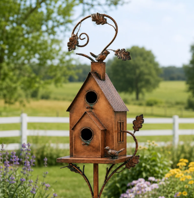 Handmade Metal Birdhouse Garden Stakes❤🐦 (Handmade by Jordan Maynard®)