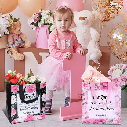 💐16 Pcs Floral Scripture Reusable Gift Tote Bags