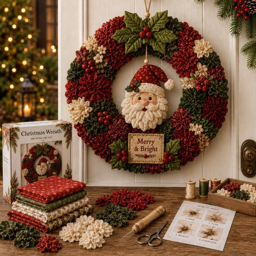 🎄 Make A Christmas Wreath You'll Be Proud To Display ❤️ 3D Fabric Poke DIY Kit With Tutorial & Guide Included