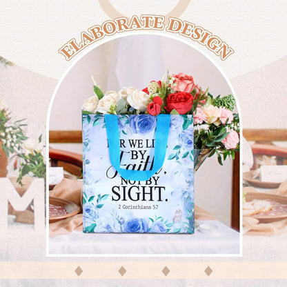 💐16 Pcs Floral Scripture Reusable Gift Tote Bags