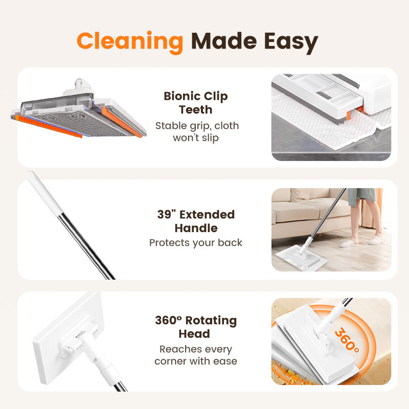🧹Disposable Dust Mop with 4 Reusable Cloths
