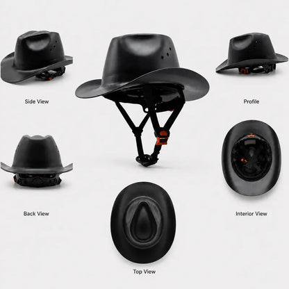 Cowboy Hard Hat 🧢 – Vented Wide Brim Safety Helmet 🪖 for Construction & Ranch Work 🚧🐎