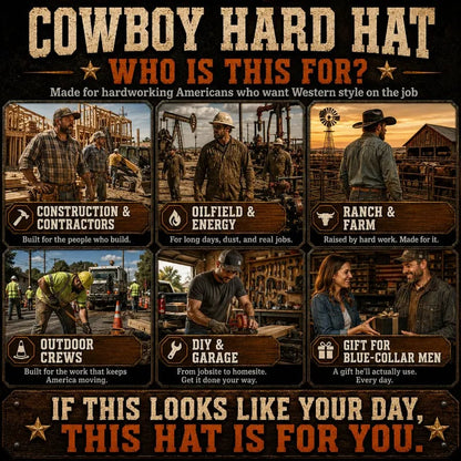 Cowboy Hard Hat 🧢 – Vented Wide Brim Safety Helmet 🪖 for Construction & Ranch Work 🚧🐎