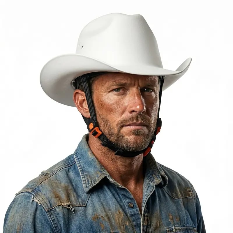 Cowboy Hard Hat 🧢 – Vented Wide Brim Safety Helmet 🪖 for Construction & Ranch Work 🚧🐎