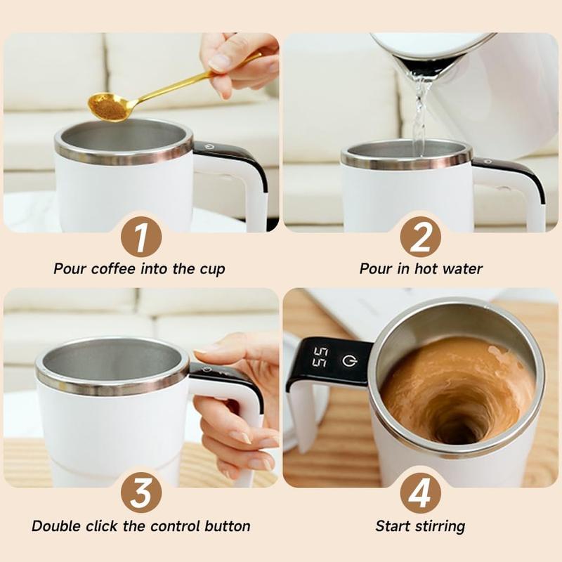 🎁☕️Magnetic Stirring Mug — USB Charging, Temp Display, 380ml