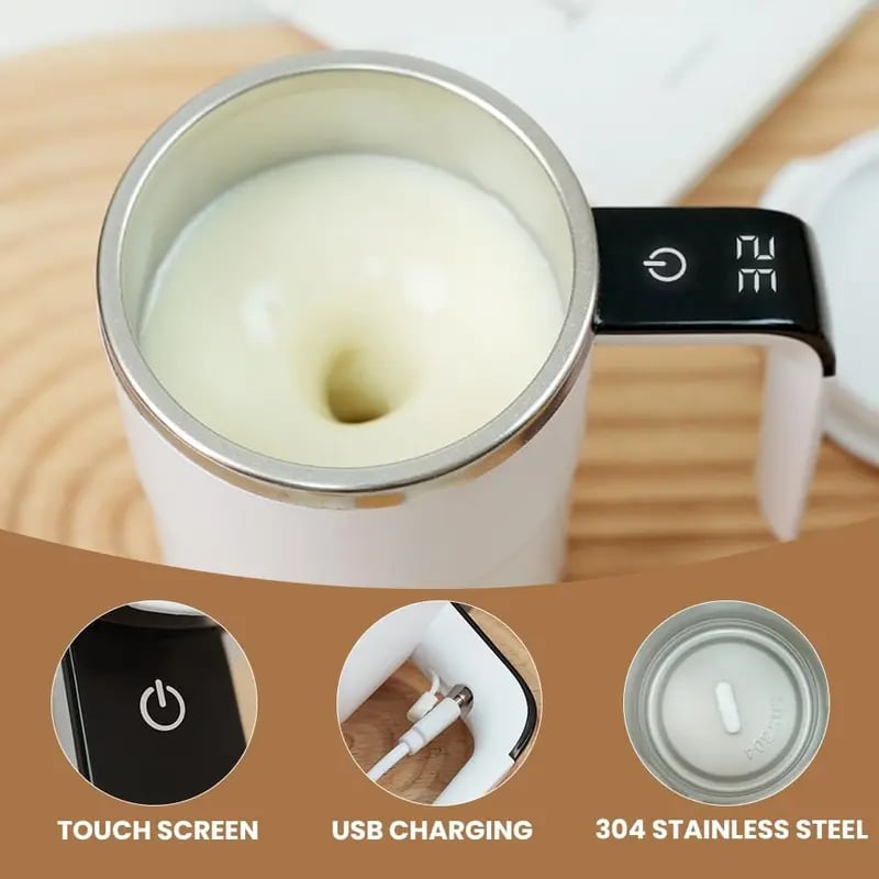 🎁☕️Magnetic Stirring Mug — USB Charging, Temp Display, 380ml