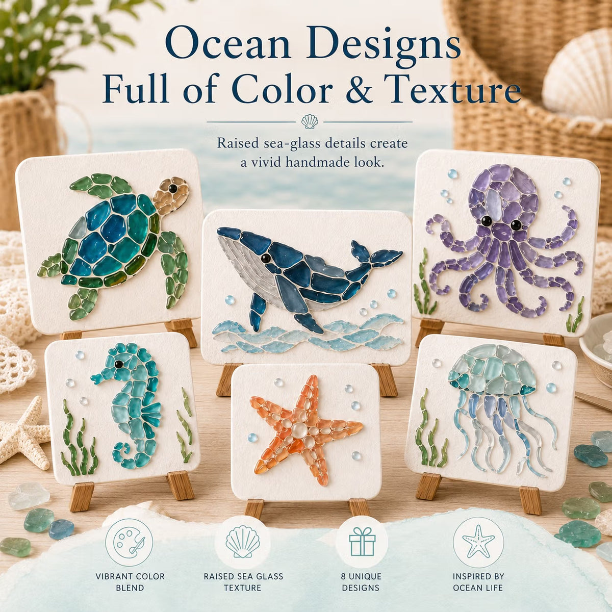 🐋🌊 DIY Sea Glass Mosaic Art Kit