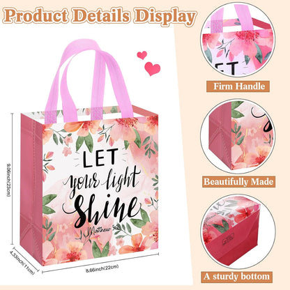 💐16 Pcs Floral Scripture Reusable Gift Tote Bags