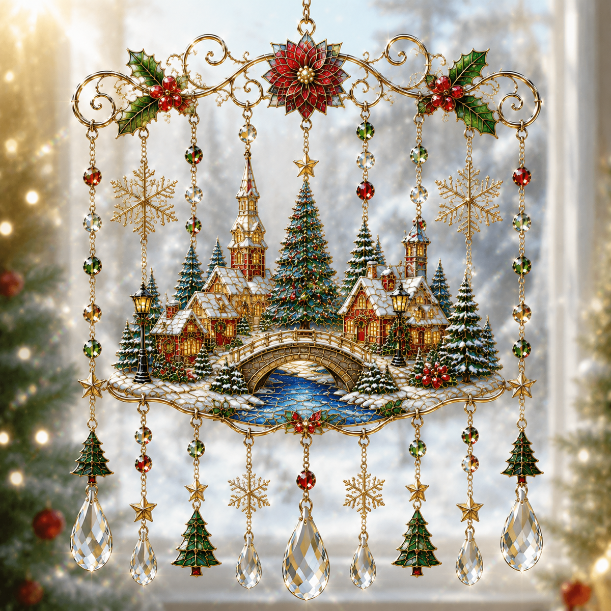 🔥Handmade Christmas Stained Glass Window Hanging