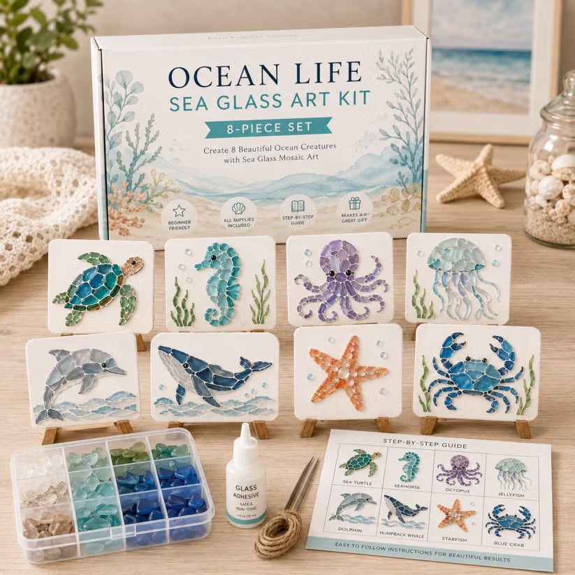 🐋🌊 DIY Sea Glass Mosaic Art Kit