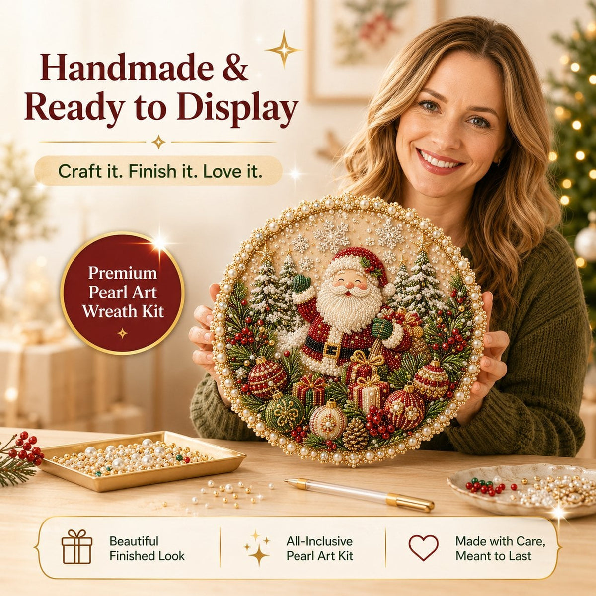 🌸🌻🍂🎄 Four Seasons & Holiday Pearl Art Hanging Wreath Kit ✨