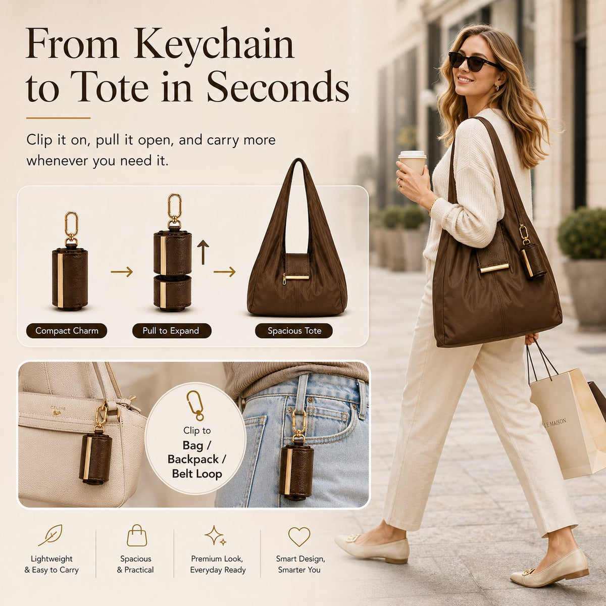 Transformable Bag – Stylish Vegan Leather Tote
