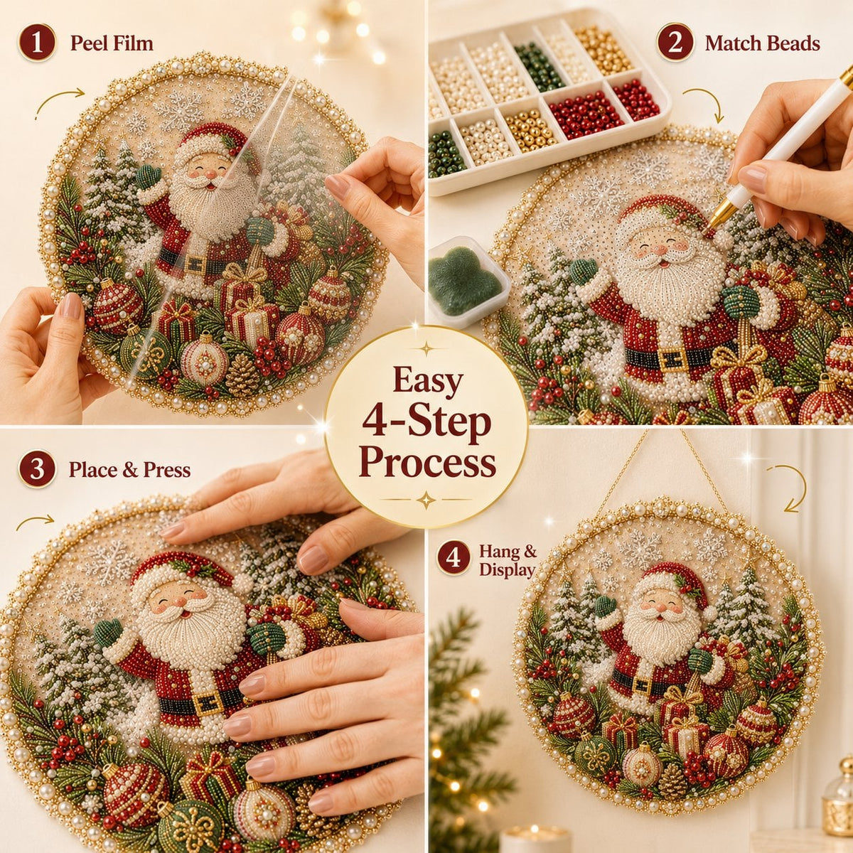 🌸🌻🍂🎄 Four Seasons & Holiday Pearl Art Hanging Wreath Kit ✨