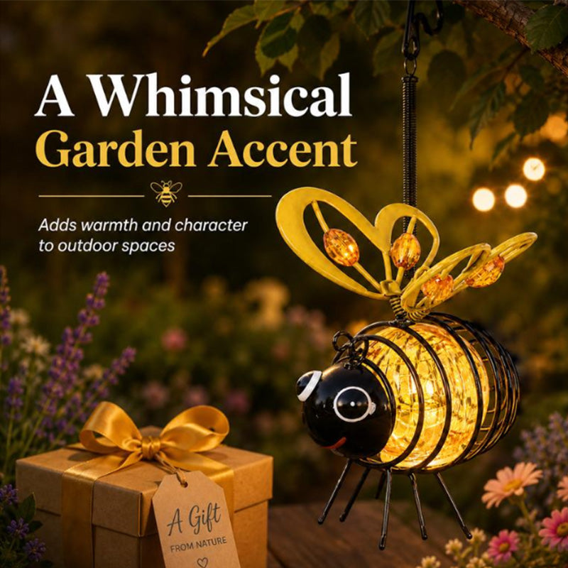 🌙🍃Hanging Solar Bee Light – Warm Amber Glow