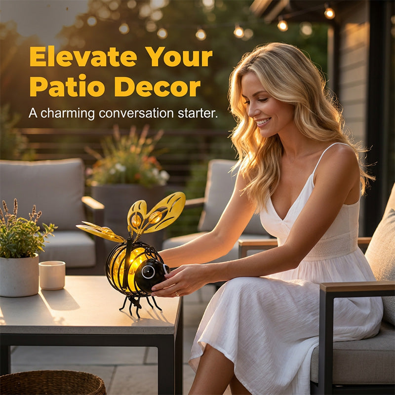 🌙🍃Hanging Solar Bee Light – Warm Amber Glow